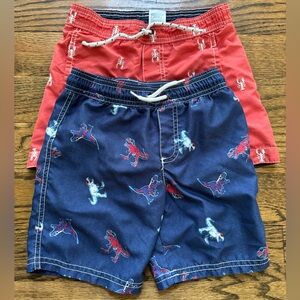 Carter’s Kids Dinosaur & Lobster Lined Swim Trunks Bundle Size 5 Beachwear
